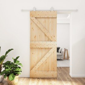Puerta corredera con herrajes madera maciza de pino 85x210 cm en Puertas | Comprar online en Foru.es