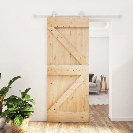 Puerta corredera con herrajes madera maciza de pino 85x210 cm en Puertas | Comprar online en Foru.es