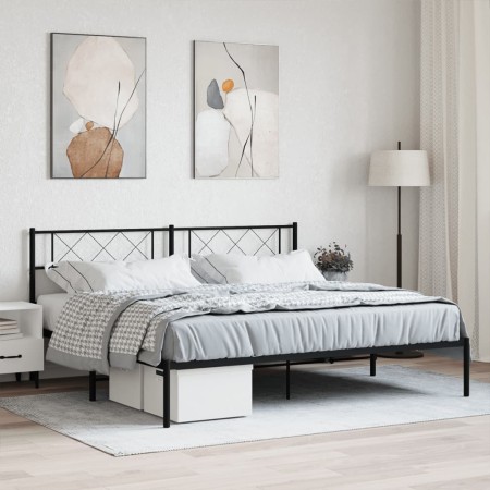 Estructura de cama con cabecero metal negro 183x213 cm de vidaXL, Camas y somieres - Ref: Foro24-372282, Precio: 98,99 €, Des...