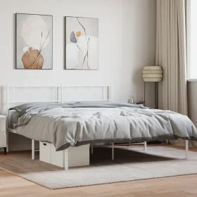 Estructura de cama de metal con cabecero blanca 120x200 cm de vidaXL, Camas y somieres - Ref: Foro24-372324, Precio: 80,57 €,...