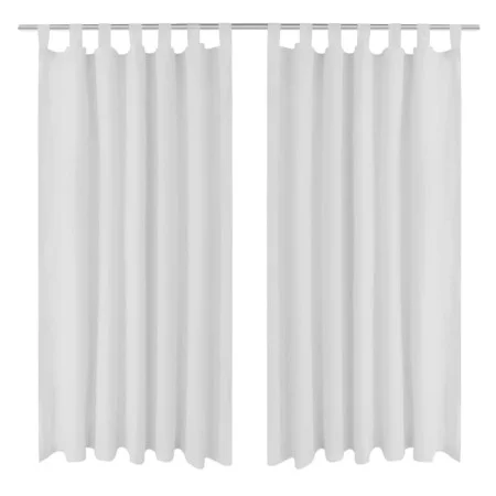 Micro-satin curtains with loops 2 units white 140x245 cm by vidaXL, Curtains and curtains - Ref: Foro24-130361, Price: 32,61 ...