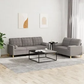 Sofa-Set mit 2-teiligen Kissen taupegrauer Stoff von vidaXL, Sofas - Ref: Foro24-3201329, Preis: 489,06 €, Rabatt: %