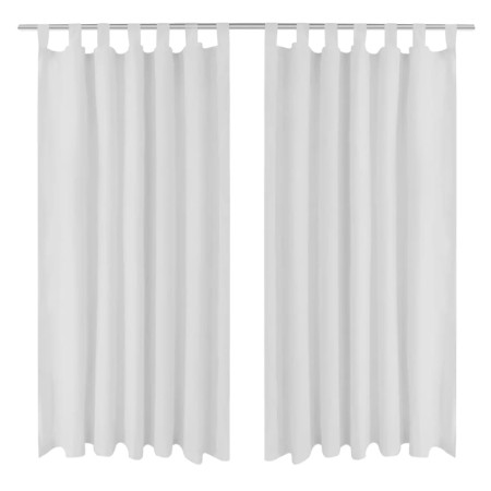 2 cortinas blancas micro-satinadas con trabillas, 140 x 175 cm de vidaXL, Cortinas y visillos - Ref: Foro24-130359, Precio: 2...