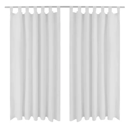 2 cortinas blancas micro-satinadas con trabillas, 140 x 175 cm de vidaXL, Cortinas y visillos - Ref: Foro24-130359, Precio: 2...