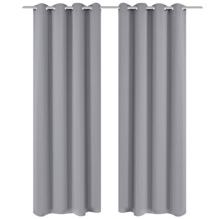 2 cortinas grises oscuras con anillas metálicas, blackout 135 x 245 cm de vidaXL, Cortinas y visillos - Ref: Foro24-130375, P...