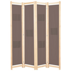 Biombo divisor de 4 paneles de tela marrón 160x170x4 cm de vidaXL, Divisores de ambientes - Ref: Foro24-248180, Precio: 66,56...