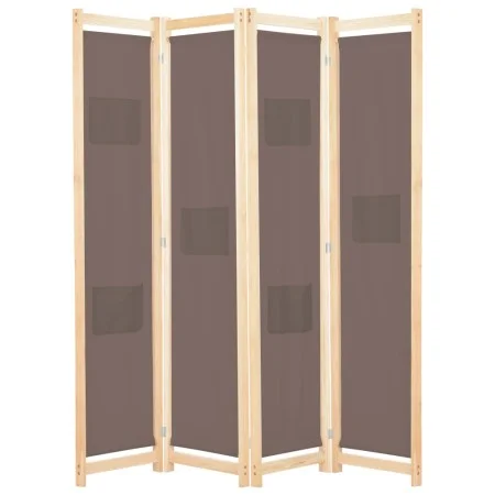 Biombo divisor de 4 paneles de tela marrón 160x170x4 cm de vidaXL, Divisores de ambientes - Ref: Foro24-248180, Precio: 63,89...