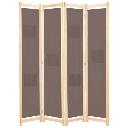 Biombo divisor de 4 paneles de tela marrón 160x170x4 cm de vidaXL, Divisores de ambientes - Ref: Foro24-248180, Precio: 66,56...