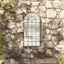 Espejo de jardín hierro color arena para uso exterior 90x45 cm de vidaXL, Espejos - Ref: Foro24-318347, Precio: 149,94 €, Des...