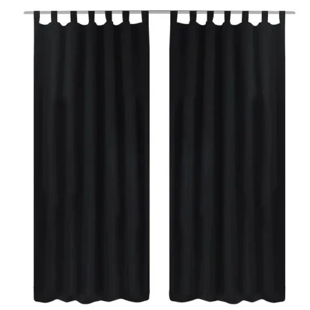 2 cortinas negras micro-satinadas con trabillas, 140 x 225 cm de vidaXL, Cortinas y visillos - Ref: Foro24-130354, Precio: 26...