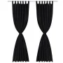 2 cortinas negras micro-satinadas con trabillas, 140 x 225 cm de vidaXL, Cortinas y visillos - Ref: Foro24-130354, Precio: 26...