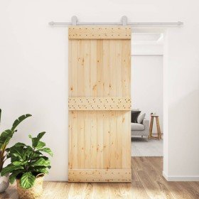 Puerta corredera con herrajes madera maciza de pino 85x210 cm en Puertas | Comprar online en Foru.es