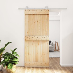 Puerta corredera con herrajes madera maciza de pino 90x210 cm en Puertas | Comprar online en Foru.es