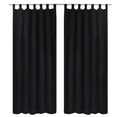 2 cortinas negras micro-satinadas con trabillas, 140 x 175 cm de vidaXL, Cortinas y visillos - Ref: Foro24-130353, Precio: 26...