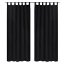 2 cortinas negras micro-satinadas con trabillas, 140 x 175 cm de vidaXL, Cortinas y visillos - Ref: Foro24-130353, Precio: 27...