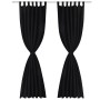 2 cortinas negras micro-satinadas con trabillas, 140 x 175 cm de vidaXL, Cortinas y visillos - Ref: Foro24-130353, Precio: 27...