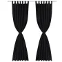2 cortinas negras micro-satinadas con trabillas, 140 x 175 cm de vidaXL, Cortinas y visillos - Ref: Foro24-130353, Precio: 26...