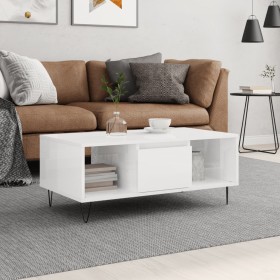 Mesa de centro madera contrachapada blanco brillo 90x50x36,5 cm de vidaXL, Mesas de centro - Ref: Foro24-830590, Precio: 68,0...