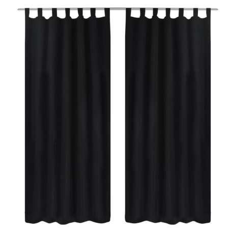 2 cortinas negras micro-satinadas con trabillas, 140 x 245 cm de vidaXL, Cortinas y visillos - Ref: Foro24-130355, Precio: 37...