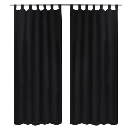 2 cortinas negras micro-satinadas con trabillas, 140 x 245 cm de vidaXL, Cortinas y visillos - Ref: Foro24-130355, Precio: 35...