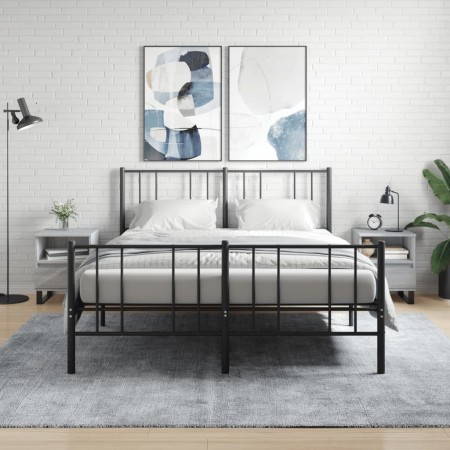 Mesita de noche 2 uds madera ingeniería gris Sonoma 40x35x50 cm de vidaXL, Mesitas de noche - Ref: Foro24-830649, Precio: 83,...