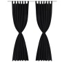 2 cortinas negras micro-satinadas con trabillas, 140 x 245 cm de vidaXL, Cortinas y visillos - Ref: Foro24-130355, Precio: 37...