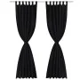 2 cortinas negras micro-satinadas con trabillas, 140 x 245 cm de vidaXL, Cortinas y visillos - Ref: Foro24-130355, Precio: 35...