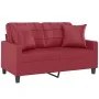 Sofá de 2 plazas con cojines cuero sintético rojo tinto 120 cm de vidaXL, Sofás - Ref: Foro24-3200801, Precio: 212,78 €, Desc...