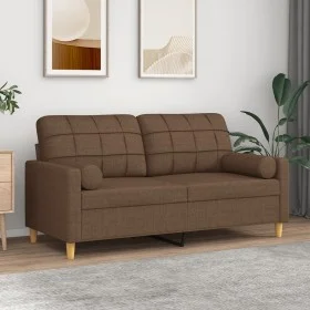 Sofá de 2 plazas con cojines tela marrón 140 cm de vidaXL, Sofás - Ref: Foro24-3200785, Precio: 203,01 €, Descuento: %