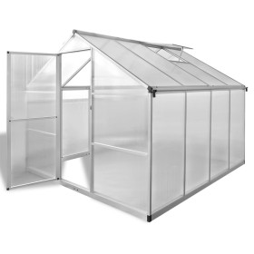 Invernadero de aluminio reforzado con estructura base 6,05 m² de vidaXL, Invernaderos - Ref: Foro24-41318, Precio: 627,06 €, ...