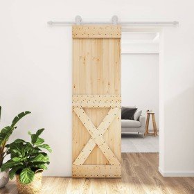 Puerta corredera con herrajes madera maciza de pino 70x210 cm en Puertas | Comprar online en Foru.es