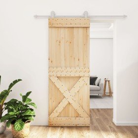 Puerta corredera con herrajes madera maciza de pino 80x210 cm en Puertas | Comprar online en Foru.es