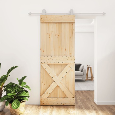 Puerta corredera con herrajes madera maciza de pino 80x210 cm en Puertas | Comprar online en Foru.es
