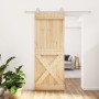 Puerta corredera con herrajes madera maciza de pino 80x210 cm en Puertas | Comprar online en Foru.es