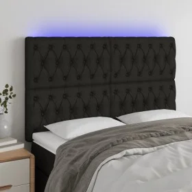 Headboard with LED lights black fabric 144x7x118/128 cm by vidaXL, Headboards and footboards - Ref: Foro24-3122760, Price: 11...