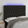 Headboard with LED lights black fabric 144x7x118/128 cm by vidaXL, Headboards and footboards - Ref: Foro24-3122760, Price: 11...