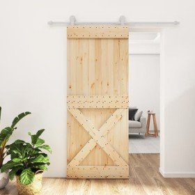 Puerta corredera con herrajes madera maciza de pino 85x210 cm en Puertas | Comprar online en Foru.es