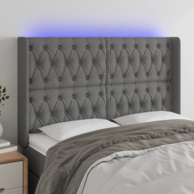 Cabecero con LED de tela gris oscuro 147x16x118/128 cm de vidaXL, Cabeceros y pies de cama - Ref: Foro24-3124383, Precio: 144...
