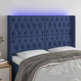 Kopfteil aus blauem Stoff mit LED 147x16x118/128 cm von vidaXL, Kopf- und Fußteile - Ref: Foro24-3124388, Preis: 142,01 €, Ra...