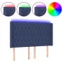 Blue fabric LED headboard 147x16x118/128 cm by vidaXL, Headboards and footboards - Ref: Foro24-3124388, Price: 142,01 €, Disc...