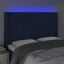 Blue fabric LED headboard 147x16x118/128 cm by vidaXL, Headboards and footboards - Ref: Foro24-3124388, Price: 142,01 €, Disc...