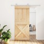 Puerta corredera con herrajes madera maciza de pino 90x210 cm en Puertas | Comprar online en Foru.es