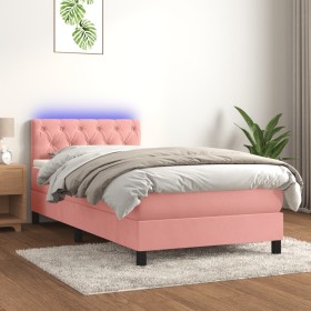 Cama box spring colchón y LED terciopelo rosa 80x200 cm de vidaXL, Camas y somieres - Ref: Foro24-3134554, Precio: 288,44 €, ...