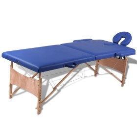 Camilla de masaje plegable 2 zonas estructura de madera azul de vidaXL, Mesas de masaje - Ref: Foro24-110075, Precio: 179,49 ...