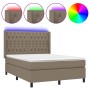 Cama box spring colchón y luces LED tela gris taupe 140x200 cm de vidaXL, Camas y somieres - Ref: Foro24-3138561, Precio: 595...