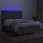 Cama box spring colchón y luces LED tela gris taupe 140x200 cm de vidaXL, Camas y somieres - Ref: Foro24-3138561, Precio: 595...