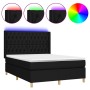 Cama box spring colchón y luces LED tela negro 140x200 cm de vidaXL, Camas y somieres - Ref: Foro24-3139119, Precio: 532,40 €...