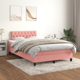 Cama box spring con colchón terciopelo rosa 120x200 cm de vidaXL, Camas y somieres - Ref: Foro24-3141478, Precio: 398,17 €, D...