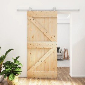 Puerta corredera con herrajes madera maciza de pino 95x210 cm en Puertas | Comprar online en Foru.es