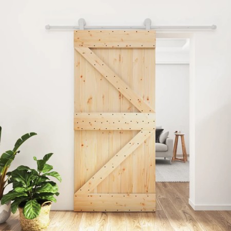 Puerta corredera con herrajes madera maciza de pino 95x210 cm en Puertas | Comprar online en Foru.es